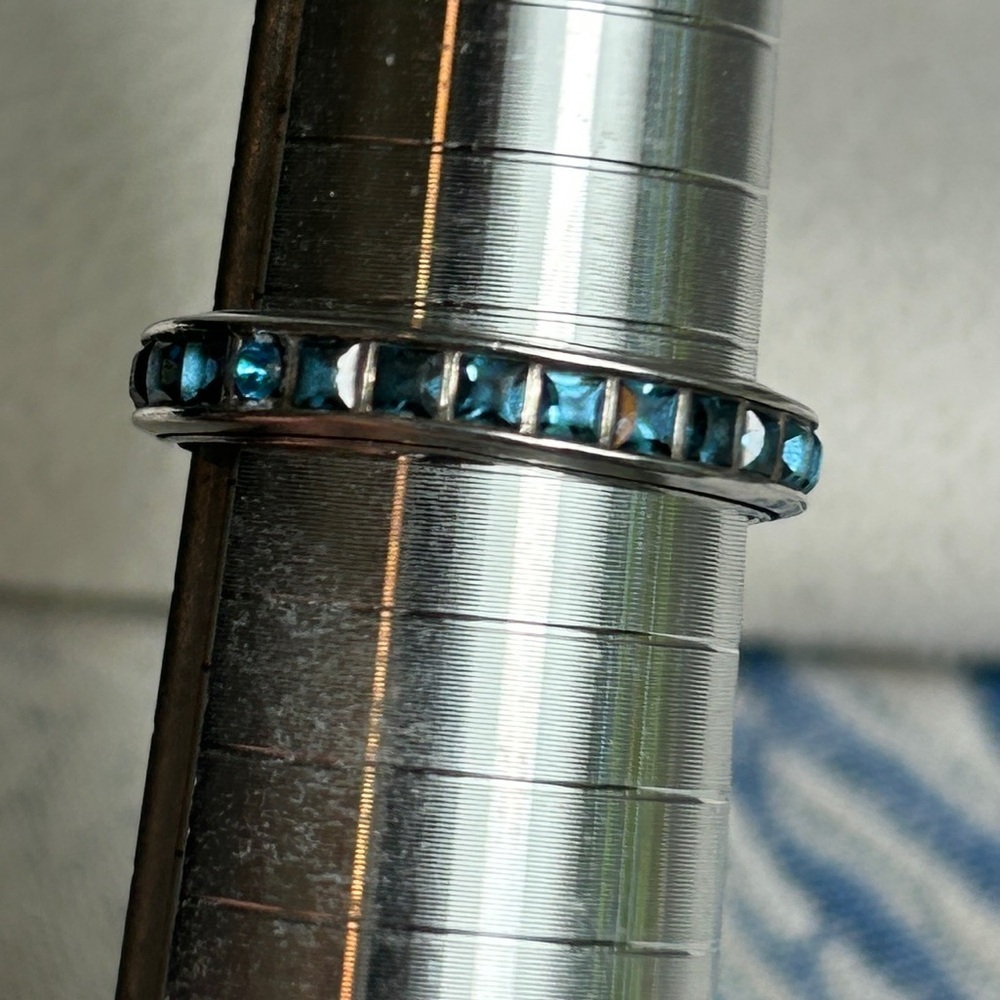 Brighton Blue Eternal Ring Stackable Silver Plate… - image 7